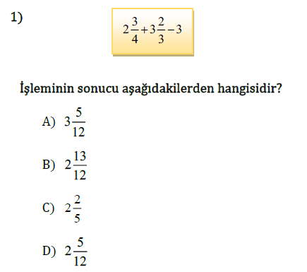 Kesirlerde Toplama ve Çıkarma İşlemi