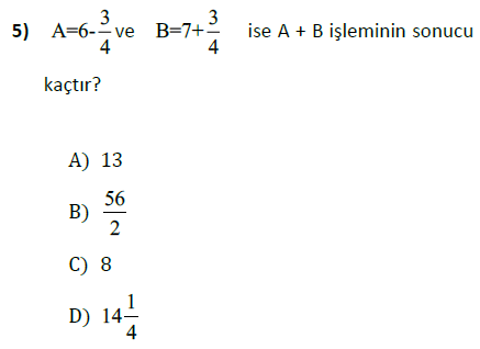 Kesirlerde Toplama ve Çıkarma İşlemi