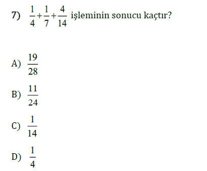 Kesirlerde Toplama ve Çıkarma İşlemi