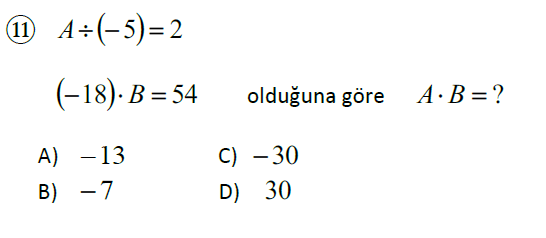 Tam Sayılarla Çarpma Bölme