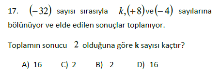 Tam Sayılarda Problemler