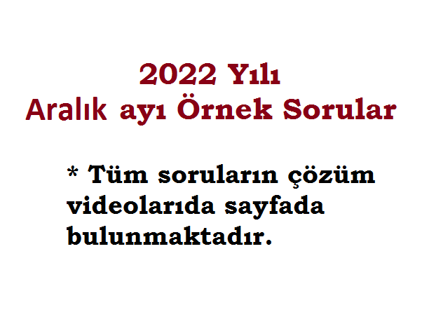 Aralık ayı örnek sorular 2022