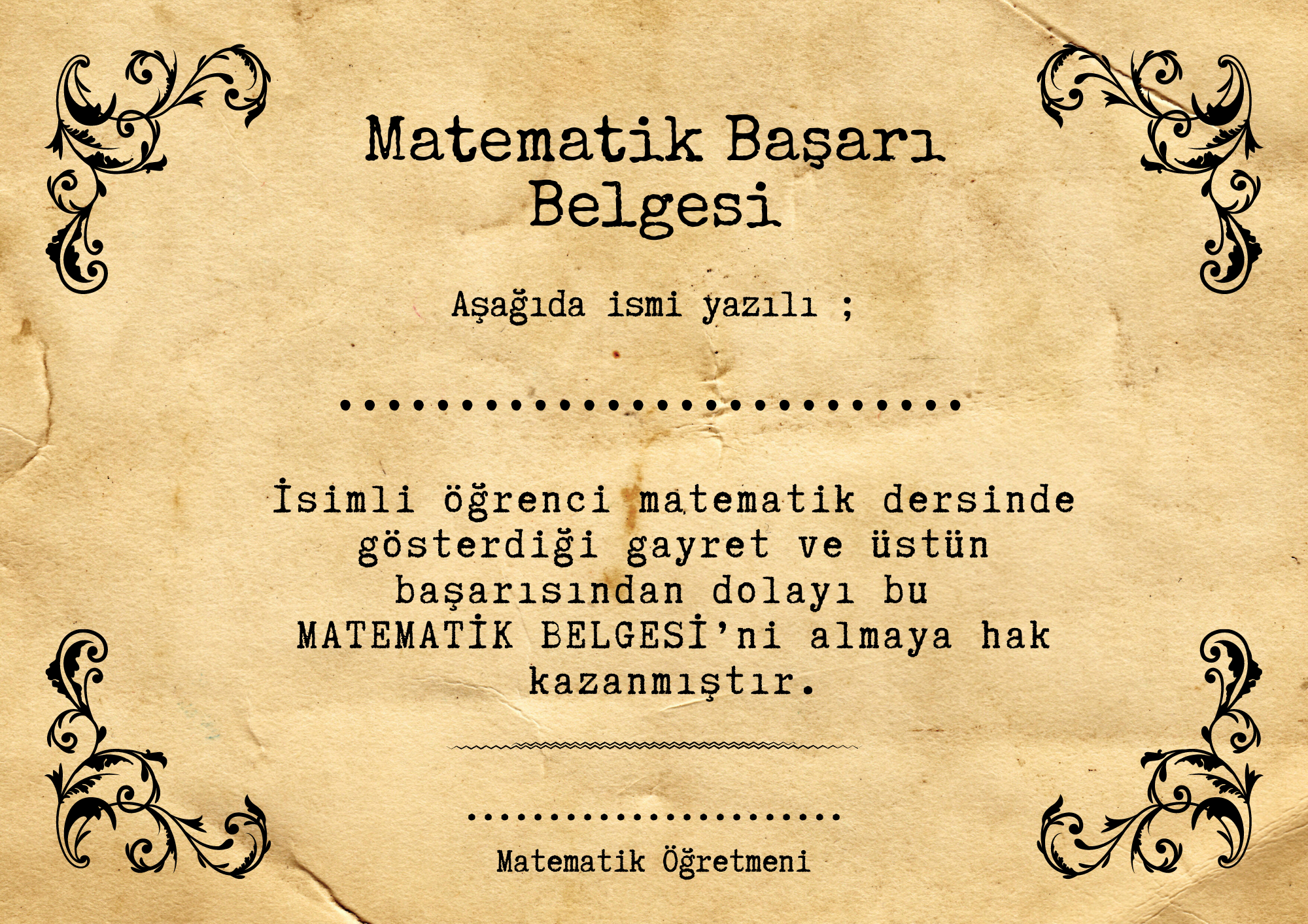 Matematik Basari Belgesi