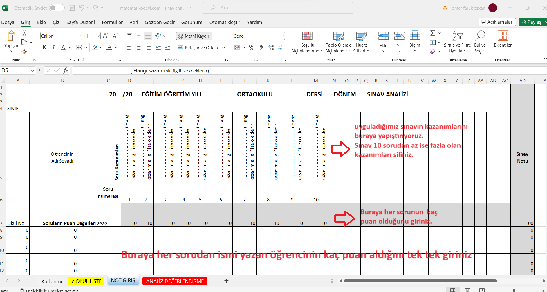 Sınav Analizi Programı