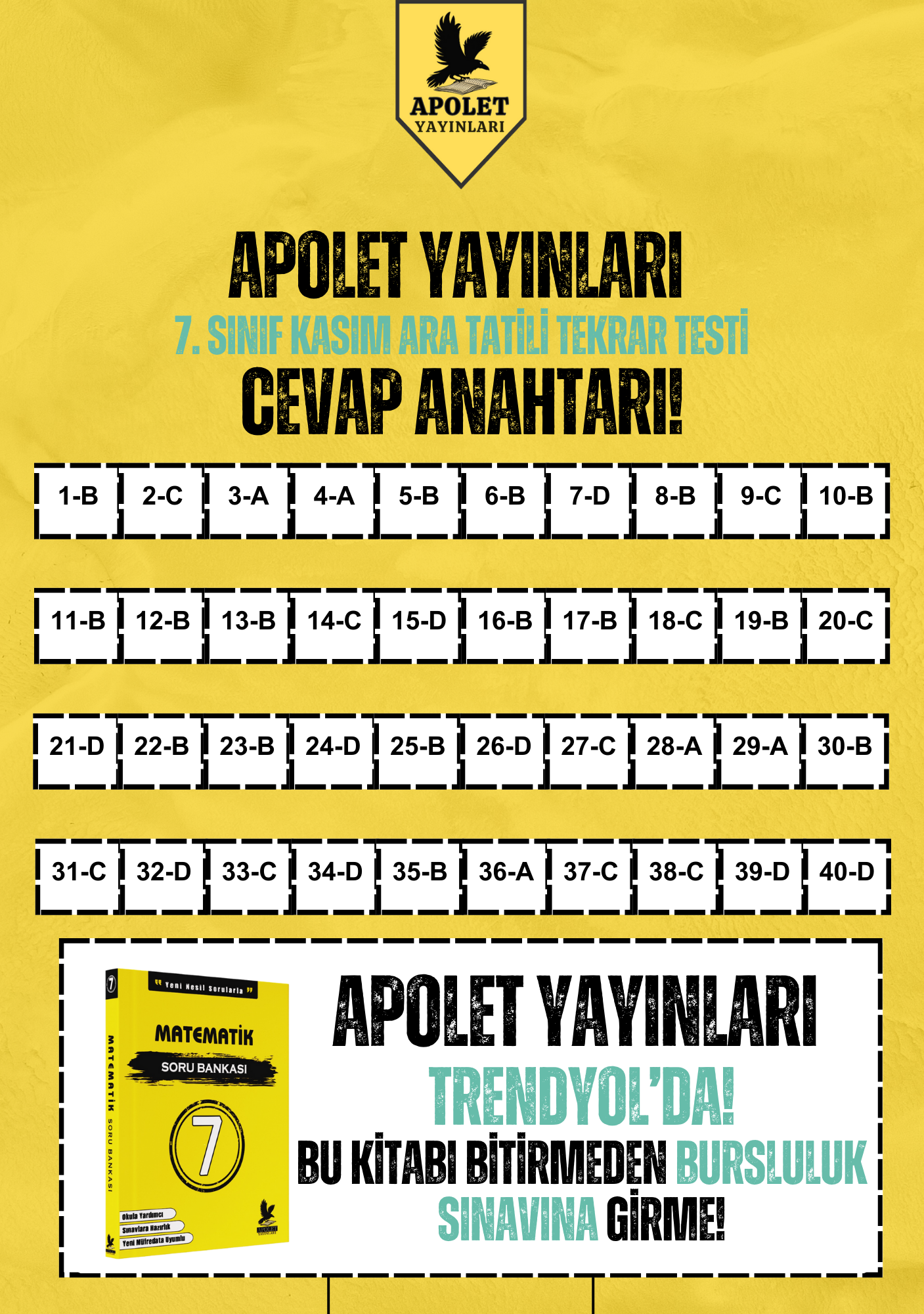 7. Sınıf Ara Tatil Matematik Çalışması